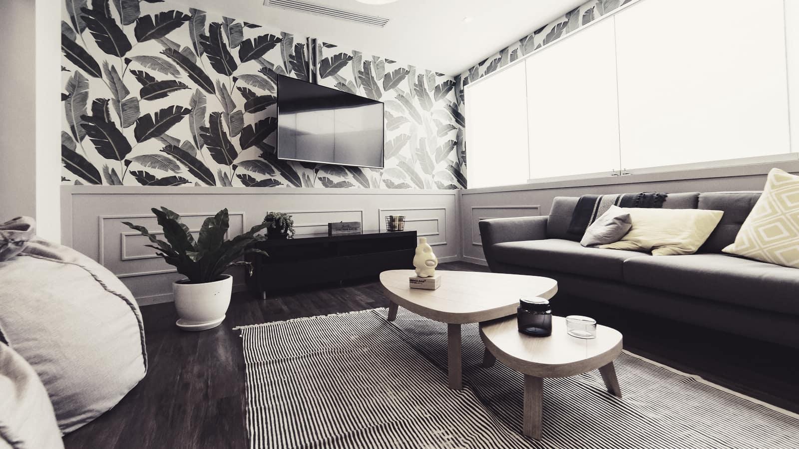 A bright, modern startup office lounge