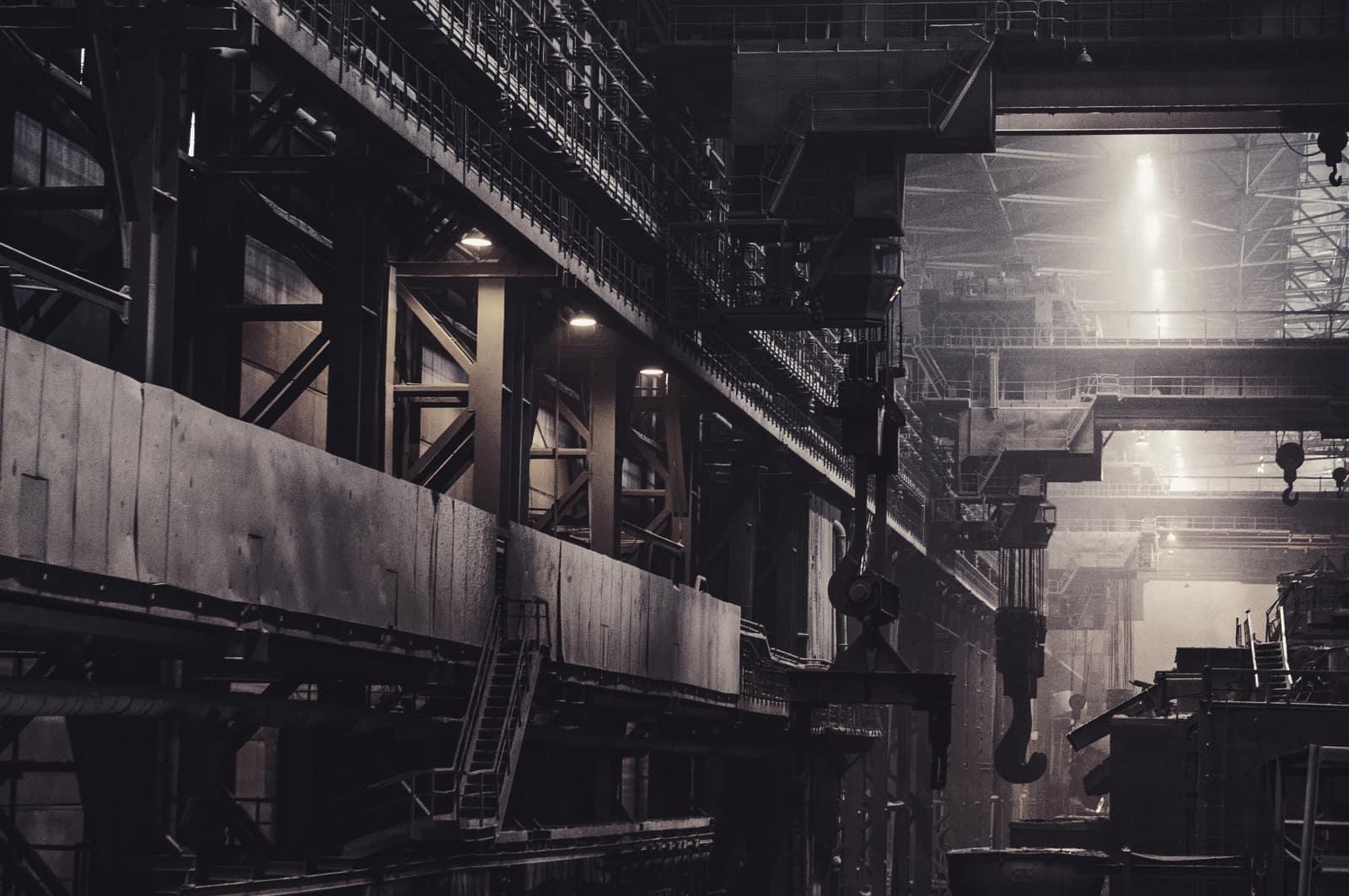 The interior of a heavy industrial plant